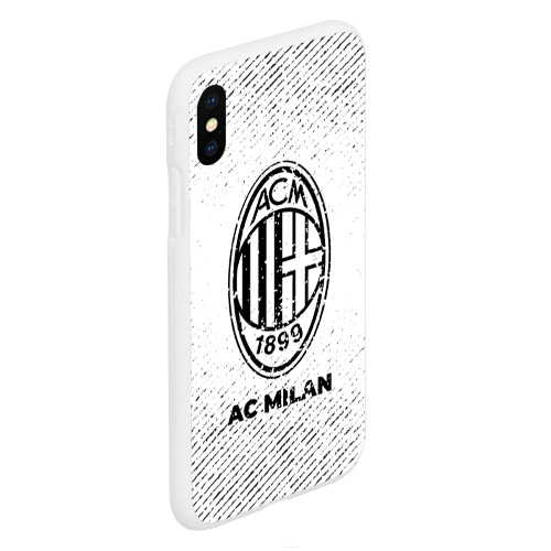 Чехол для iPhone XS Max матовый AC Milan с потертостями на светлом фоне - фото 3