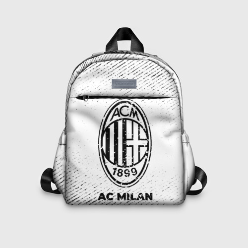 Детский рюкзак 3D с принтом AC Milan с потертостями на светлом фоне, вид спереди #2