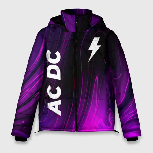 Мужская зимняя куртка 3D AC DC violet plasma, цвет черный