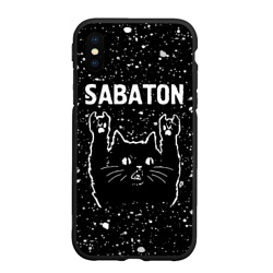 Чехол для iPhone XS Max матовый Группа Sabaton и рок кот