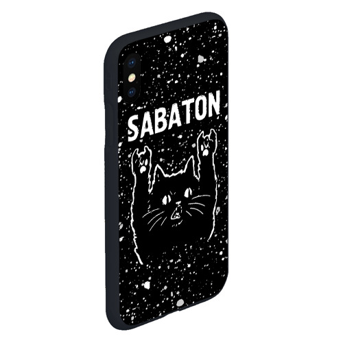 Чехол для iPhone XS Max матовый Группа Sabaton и рок кот - фото 3