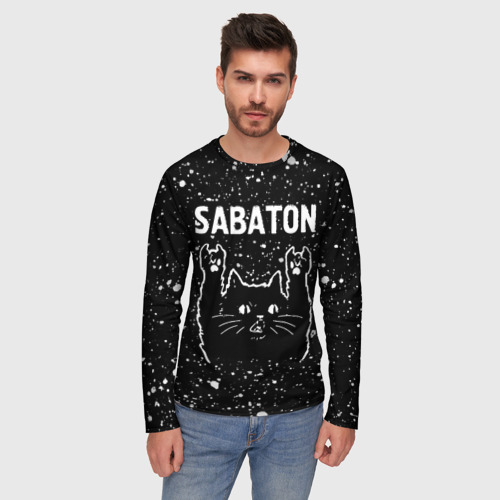 Мужской лонгслив 3D Группа Sabaton и рок кот, цвет 3D печать - фото 3