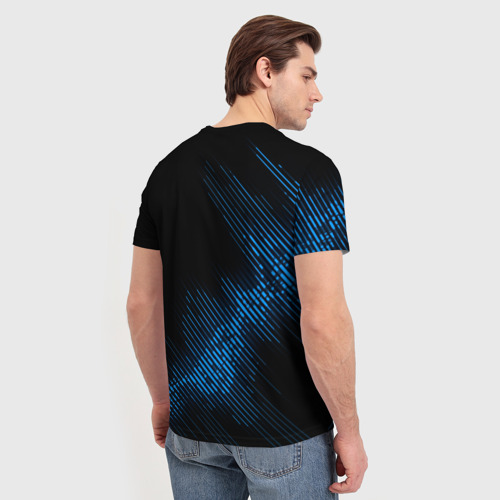 Мужская футболка 3D с принтом Powerwolf звуковая волна, вид сзади #2