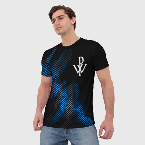 Мужская футболка 3D с принтом Powerwolf звуковая волна, фото на моделе #1
