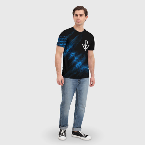Мужская футболка 3D с принтом Powerwolf звуковая волна, вид сбоку #3