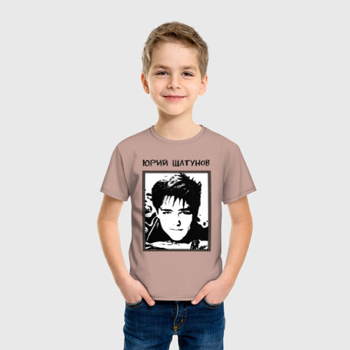 Детская футболка хлопок с принтом Юрий Шатунов в 13 лет, фото на моделе #1