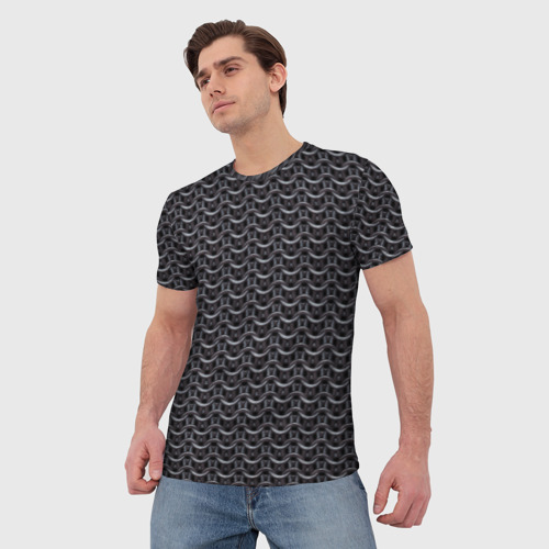 Мужская футболка 3D Кольчуга карбон проволока, цвет 3D печать - фото 3