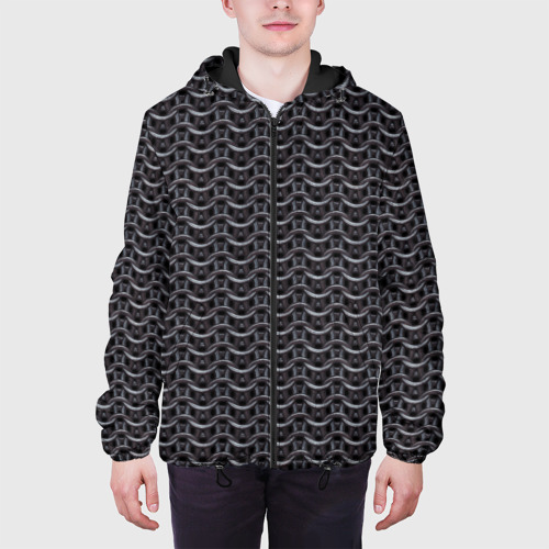Мужская куртка 3D с принтом Кольчуга карбон проволока, вид сбоку #3