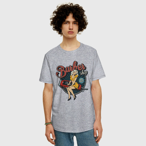 Мужская футболка хлопок Oversize с принтом Парикхмахер, фото на моделе #1