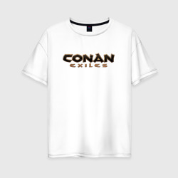 Женская футболка хлопок Oversize Conan exiles logo