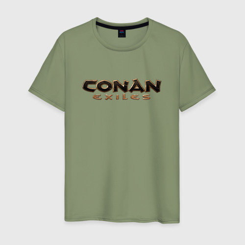 Мужская футболка хлопок Conan exiles logo, цвет авокадо