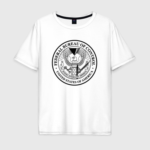 Мужская футболка из хлопка оверсайз с принтом Федеральное Бюро Контроля, вид спереди №1