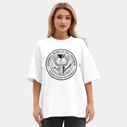 Женская футболка Oversize хлопок premium Федеральное Бюро Контроля - фото 2