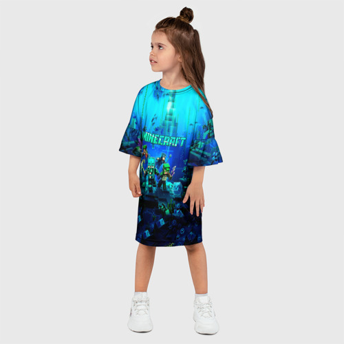 Детское платье 3D с принтом Minecraft water, фото на моделе #1