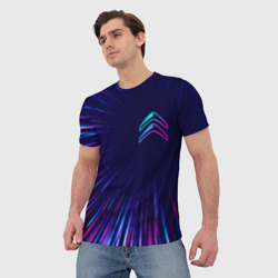 Мужская футболка 3D Citroen neon Speed lines - фото 2