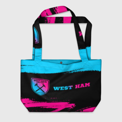 Пляжная сумка 3D West Ham - neon gradient: надпись и символ