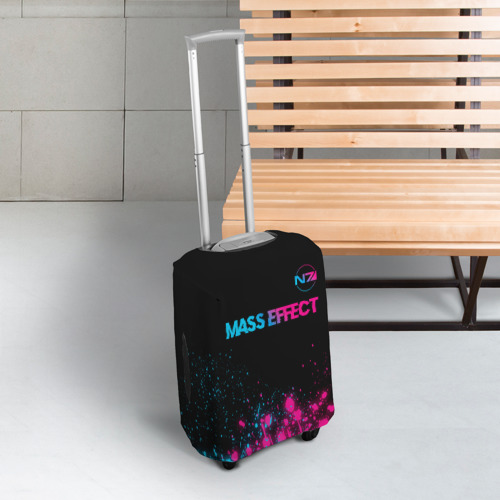 Чехол для чемодана 3D Mass Effect - neon gradient: символ сверху, цвет 3D печать - фото 3