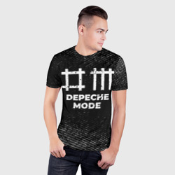 Мужская футболка 3D Slim Depeche Mode с потертостями на темном фоне - фото 2