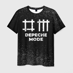 Мужская футболка 3D Depeche Mode с потертостями на темном фоне