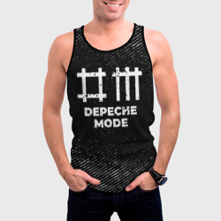 Мужская майка 3D Depeche Mode с потертостями на темном фоне - фото 2