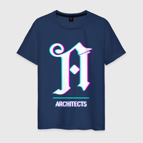 Мужская футболка хлопок Architects glitch rock, цвет темно-синий
