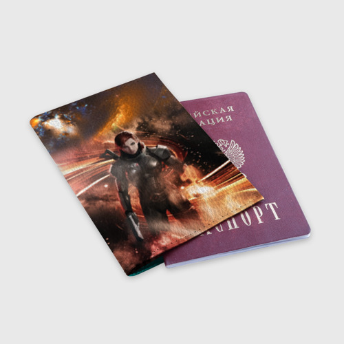 Обложка для паспорта матовая кожа Mass Effect N7 - Jane Shepard, цвет бирюзовый - фото 3