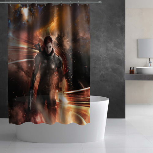 Штора 3D для ванной Mass Effect N7 - Jane Shepard - фото 3