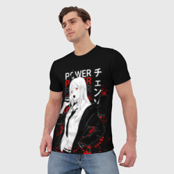 Мужская футболка 3D Пауэр человек бензопила - Power chainsaw man - фото 2