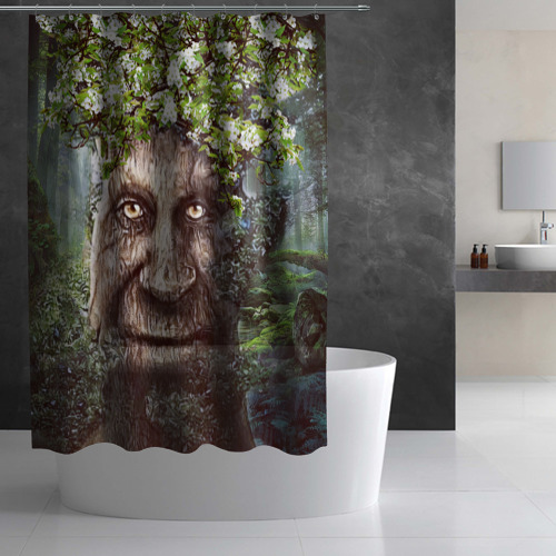 Штора 3D для ванной Мудрое Таинственное Дерево - фото 2