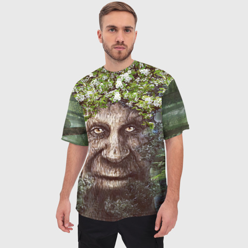 Мужская футболка oversize 3D Мудрое Таинственное Дерево, цвет 3D печать - фото 3