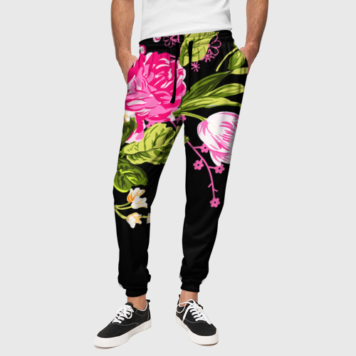 Мужские брюки 3D Букет цветов, цвет 3D печать - фото 4