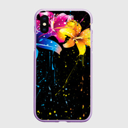 Чехол для iPhone XS Max матовый Цветные лилии