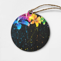 Деревянная игрушка круг Цветные лилии