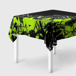 Скатерть 3D Яркое граффити на черной стене