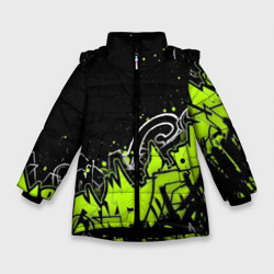 Зимняя куртка для девочек 3D Яркое граффити на черной стене