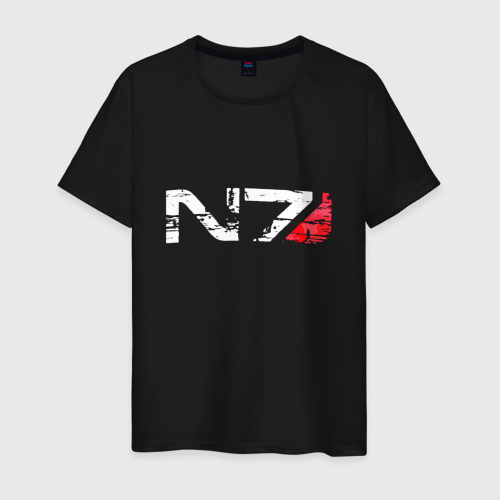Мужская футболка хлопок с принтом Mass Effect N7 - Logotype, вид спереди #2