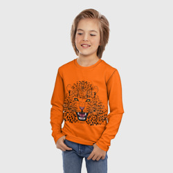 Лонгслив с принтом Ягуар - рисунок для ребенка, вид на модели спереди №2. Цвет основы: белый
