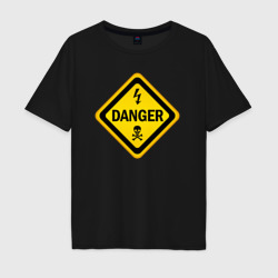Мужская футболка хлопок Oversize Знак - опасно для жизни