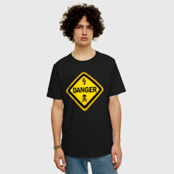 Мужская футболка хлопок Oversize Знак - опасно для жизни - фото 2