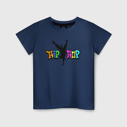 Детская футболка хлопок Хип-хоп - силуэт, цвет темно-синий
