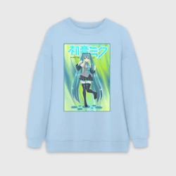 Женский свитшот oversize без начеса хлопок Хацунэ Мику