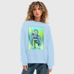 Женский свитшот oversize без начеса хлопок Хацунэ Мику - фото 2