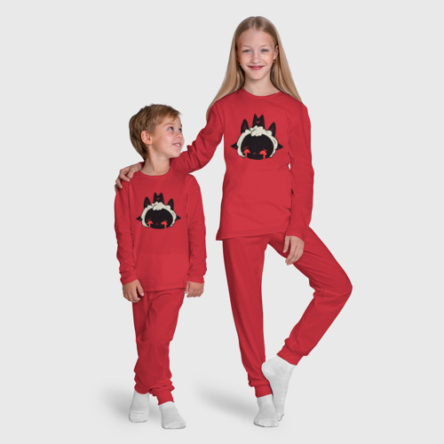 Детская пижама с лонгсливом хлопок Cult of the Lamb - Овечка расстроена, цвет красный - фото 9