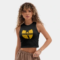 Женская укороченная майка-топ хлопок Wu scratches logo - фото 2