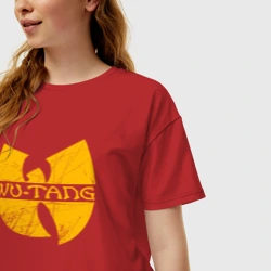 Женская футболка хлопок Oversize Wu scratches logo - фото 2