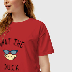 Женская футболка хлопок Oversize What the duck - фото 2
