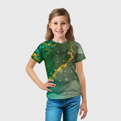 Детская футболка 3D Изумрудная фантазия, цвет 3D печать - фото 5