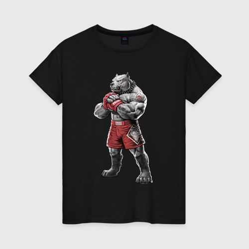 Женская футболка хлопок Питбуль - Смешанные единоборства - MMA, цвет черный