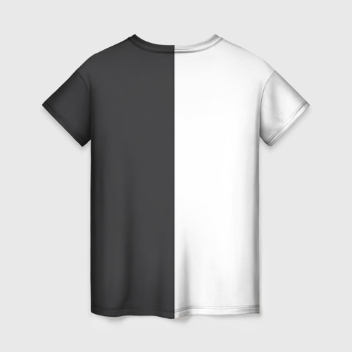 Женская футболка 3D с принтом Черно-белое солнце, вид сзади #1
