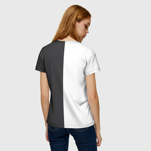 Женская футболка 3D с принтом Черно-белое солнце, вид сзади #2
